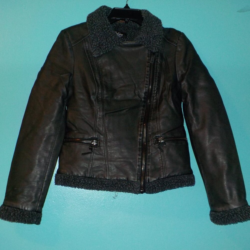 Faux Leather Aviator Jacket